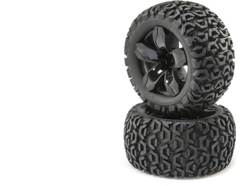 ECX Front and Rear Wheel with Premounted Tire, Black (2): 1/10 2WD 4WD Ruckus / ECX43013