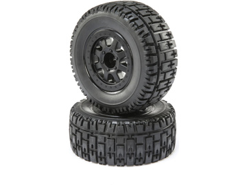 ECX Front and Rear Wheel with Premounted Tire, Black (2): 1/10 2WD 4WD Torment / ECX43014