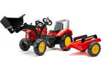FALK - Šlapací traktor Supercharger s nakladačem a vlečkou červený