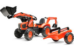 FALK - Šlapací traktor Kubota s nakladačem, rypadlem a vlečkou