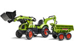 FALK - Šlapací traktor Claas Backhoe s nakladačem, rypadlem a Maxi vlečkou