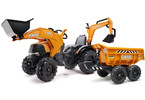 FALK - Šlapací traktor Case IH Beckhoe s nakladačem, rypadlem a vlečkou