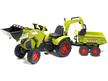 FALK - Pedal tractor Claas Axos with loader, excavator and siding / FA-1010W