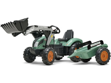 FALK - Šlapací traktor Super Loader s nakladačem a vlečkou zelený / FA-1054AM