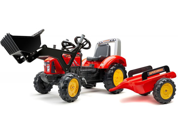FALK - Šlapací traktor Supercharger s nakladačem a vlečkou červený / FA-2020M