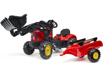 FALK - Šlapací traktor SuperCharger s vlečkou a nakladačem červený / FA-2030M