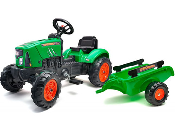 FALK - Šlapací traktor SuperCharger s vlečkou zelený / FA-2031AB