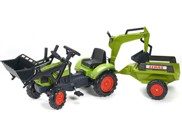 FALK - Šlapací traktor Claas Arion 410 s nakladačem, rypadlem a vlečkou / FA-2040N