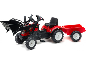 FALK - Šlapací traktor Ranch Trac s nakladačem a vlečkou červený / FA-2051CM