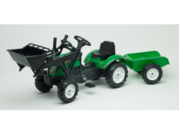 FALK - Šlapací traktor Ranch Trac s nakladačem a vlečkou zelený / FA-2052CM