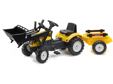 FALK - Šlapací traktor Ranch Trac s nakladačem a vlečkou žlutý / FA-2055CM