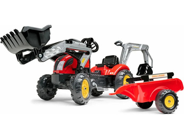 FALK - Šlapací traktor Farm Lander s nakladačem, rypadlem a vlečkou červený / FA-2058N