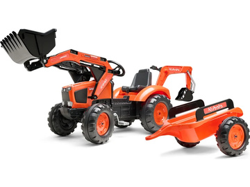 FALK - Šlapací traktor Kubota s nakladačem, rypadlem a vlečkou FALK - Šlapací traktor Kubota s nakladačem, rypadlem a vlečkou / FA-2060Y