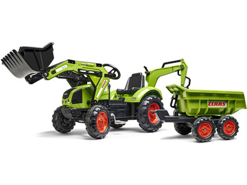 FALK - Šlapací traktor Claas Backhoe s nakladačem, rypadlem a Maxi vlečkou / FA-2070W