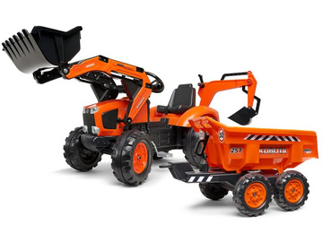 FALK - Šlapací traktor Kubota s nakladačem, rypadlem a Maxi vlečkou FALK - Šlapací traktor Kubota s nakladačem, rypadlem a Maxi vlečkou / FA-2090W