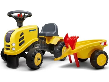 FALK - Dětské odrážedlo Baby Komatsu s vlečkou, lopatkou a hrabičkami FALK - Dětské odrážedlo Baby Komatsu s vlečkou, lopatkou a hrabičkami / FA-286C