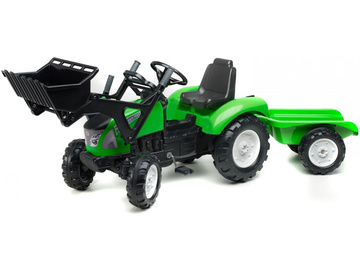 FALK - Šlapací traktor Garden Master s nakladačem a vlečkou zelený / FA-3023AM