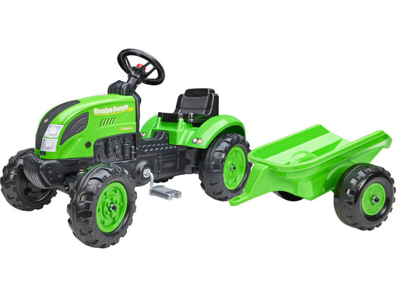 FALK - Šliapací traktor Country Farmer s vlečkou zelený FA-2057L