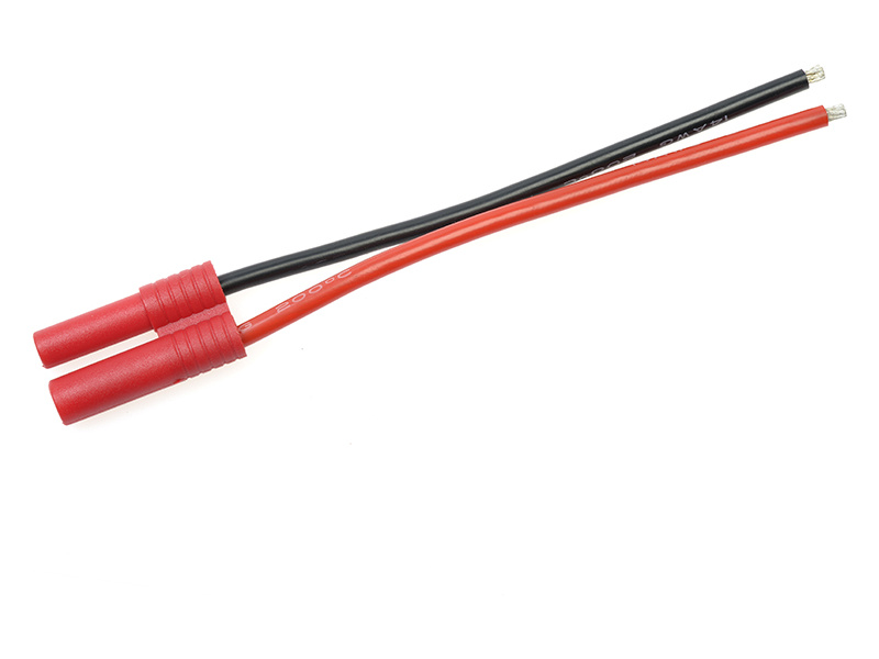 Konektor zlacený 4.0mm samice s kabelem 14AWG 10cm