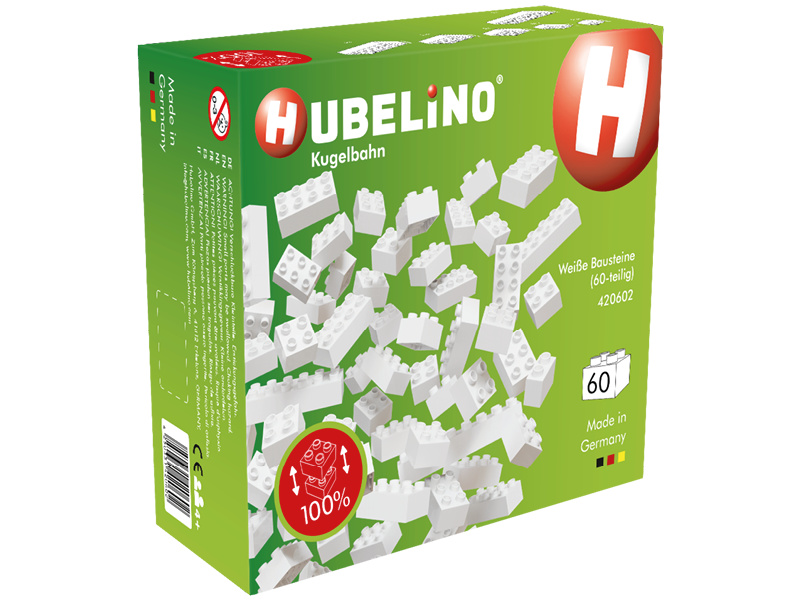 HUBELINO Guľôčková dráha - kocky biele 60 dielikov HUB420602
