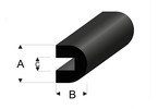 Raboesch rubber rounded profile with groove 8x7mm 2m