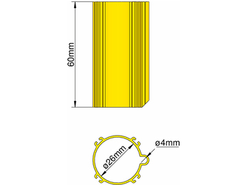 Klima základna 26mm 4-stabilizátory žlutá / KL-31026404