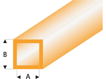 Raboesch ASA profile tube square transparent orange 3x4x330mm (5) Raboesch ASA profile tube square transparent orange 3x4x330mm (5) / KR-rb433-55-3