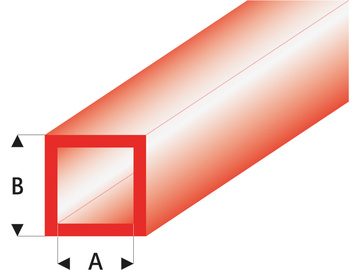Raboesch profil ASA trubka čtvercová transparentní červená 5x6x330mm (5) / KR-rb434-59-3
