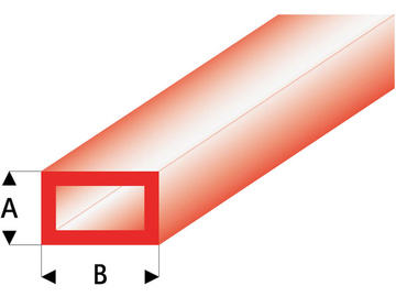 Raboesch profil ASA trubka čtyřhranná transparentní červená 2x4x330mm (5) / KR-rb442-53-3