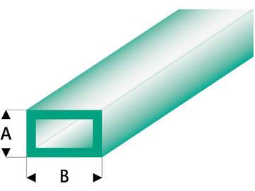Raboesch profil ASA trubka čtyřhranná transparentní zelená 2x4x330mm (5) / KR-rb444-53-3