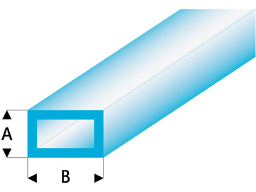 Raboesch profil ASA trubka čtyřhranná transparentní modrá 2x4x330mm (5) / KR-rb445-53-3