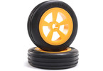 Losi kolo přední s pneu Rib, oranžové (2): Mini JRX2