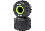 Losi MT Tires,Green Beadlock, Premount(2): Mini LMT