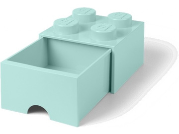 LEGO úložný box s šuplíkem 250x250x180mm - aqua / LEGO40051742