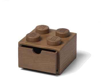 LEGO Wood dřevěný stolní box 4 se zásuvkou dub tmavý / LEGO40200902