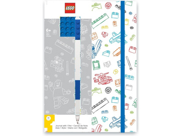 LEGO zápisník A5 s modrým perem - bílý, modrá destička 4x4 / LEGO51538