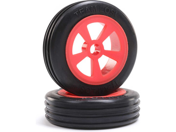 Losi kolo přední s pneu Rib, červené (2): Mini JRX2 / LOS41020
