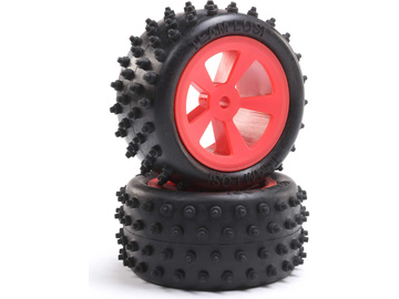 Losi kolo zadní s pneu 4 Row, červené (2): Mini JRX2 / LOS41023