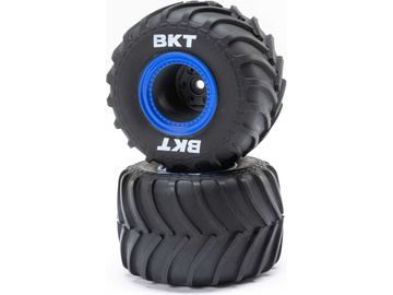Losi MT Tires, Blue Beadlock, Premount(2): Mini LMT / LOS41047