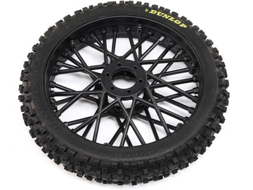 Losi Dunlop MX53 Front Tire Mounted, Black: PM-MX / LOS46004