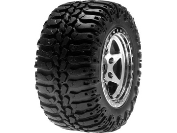 Losi Rear Wheels & Tires Mounted, Chrome (Pr): Mini-DT / LOSB1079