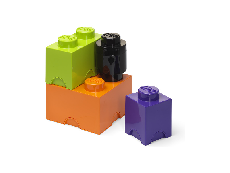 LEGO úložné boxy Multi-Pack 4ks - fialová, čierna, oranžová, zelená LEGO40150800