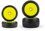 Pro-Line kolo 1:24 kobercové, přední Wedge, zadní Prism, disk žlutý Hex 7mm (4): Losi Micro-B