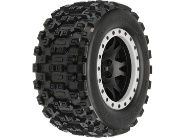 Pro-Line Wheels 4.3", Badlands MX43 Pro-Loc Tires, Impulse H24 Black/Gray Wheels (2) / PRO1013113