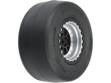 Pro-Line Wheels 1/16, Reaction Rear Tires, H8 Wheels Black/Silver (2) / PRO1021810