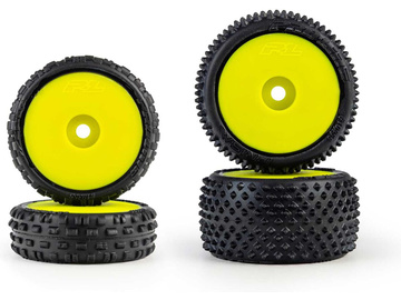 Pro-Line 1/24 Wedge Front and Prism Rear Carpet Tires Mounted 7mm, Yellow (4): Losi Micro-B / PRO1035512
