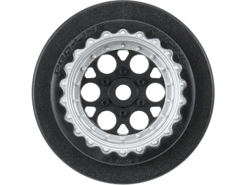 Showtime+ Black/Silver Wheels (2) for Losi Mini No-Prep Drag Car Rear / PRO283413