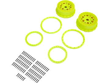 Pro-Line Wheel and Beadlock Set, Yellow (2): 5IVE-T 3.0 / PRO287802