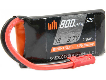 800mAh 1S 3.7V 30C LiPo Battery; JST / SPMX8001S30