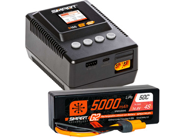 Spektrum Smart Powerstage LiPo 14.8V 5000mAh, Charger S155 Spektrum Smart Powerstage LiPo 14.8V 5000mAh, Charger S155 / SPMXPSS400I